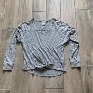 Volcom gray tie front long sleeve top